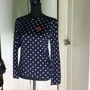 Comme des garçons blue Polk dot long sleeve fitted top
